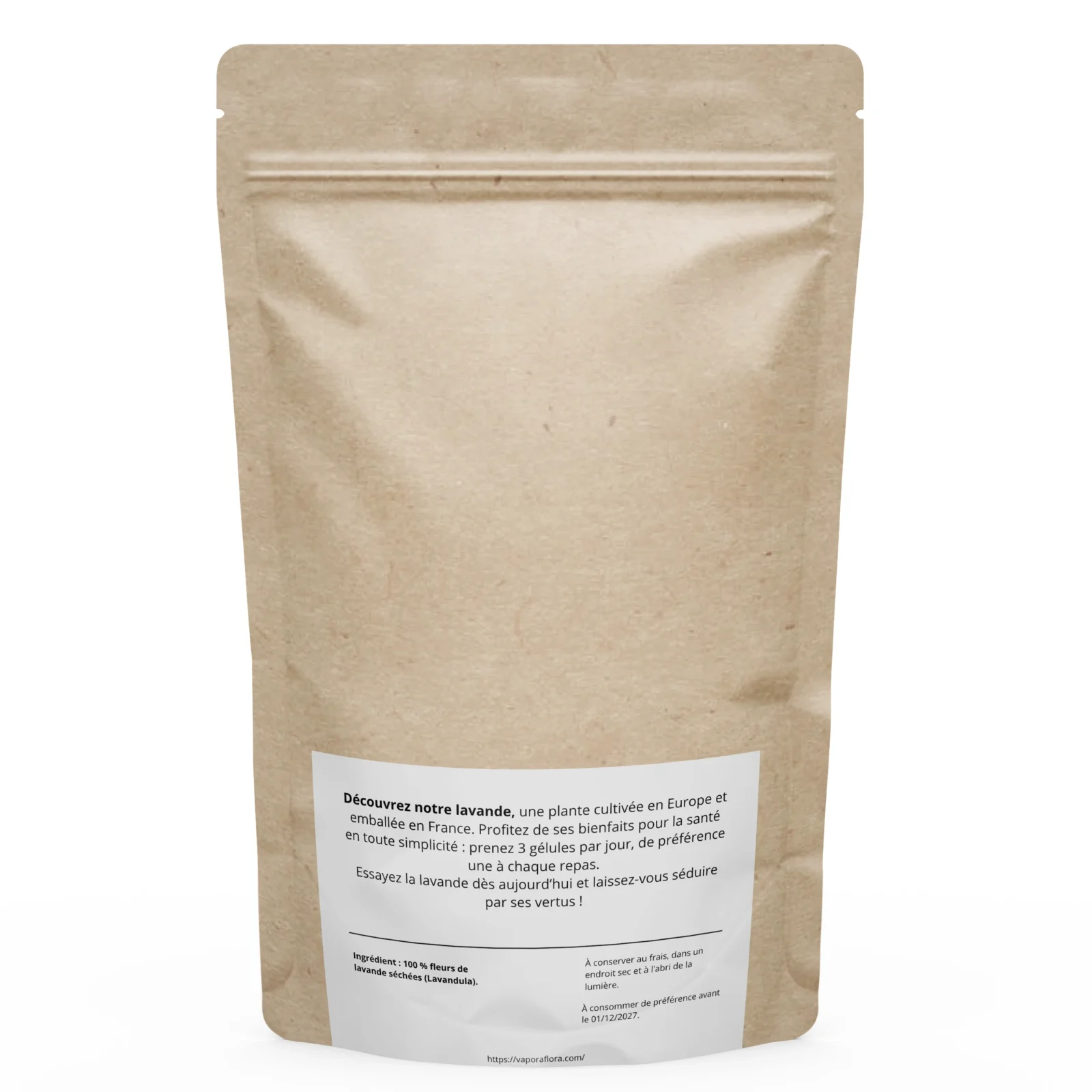 Dos du sachet de gélules de lavande