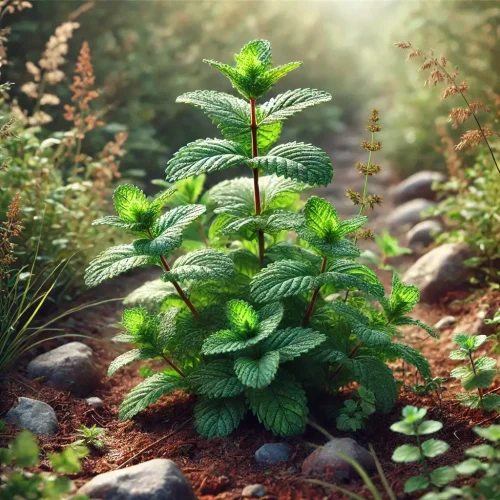 DALL·E 2025-01-06 19.00.37 – A realistic mint plant growing in a natural environment, surrounded by wild vegetation and small rocks. The mint plant is the focal point, with rich g (1) DALL·E 2025-01-06 19.00.37 - A realistic mint plant growing in a natural environment, surrounded by wild vegetation and small rocks. The mint plant is the focal point, with rich g (1)
